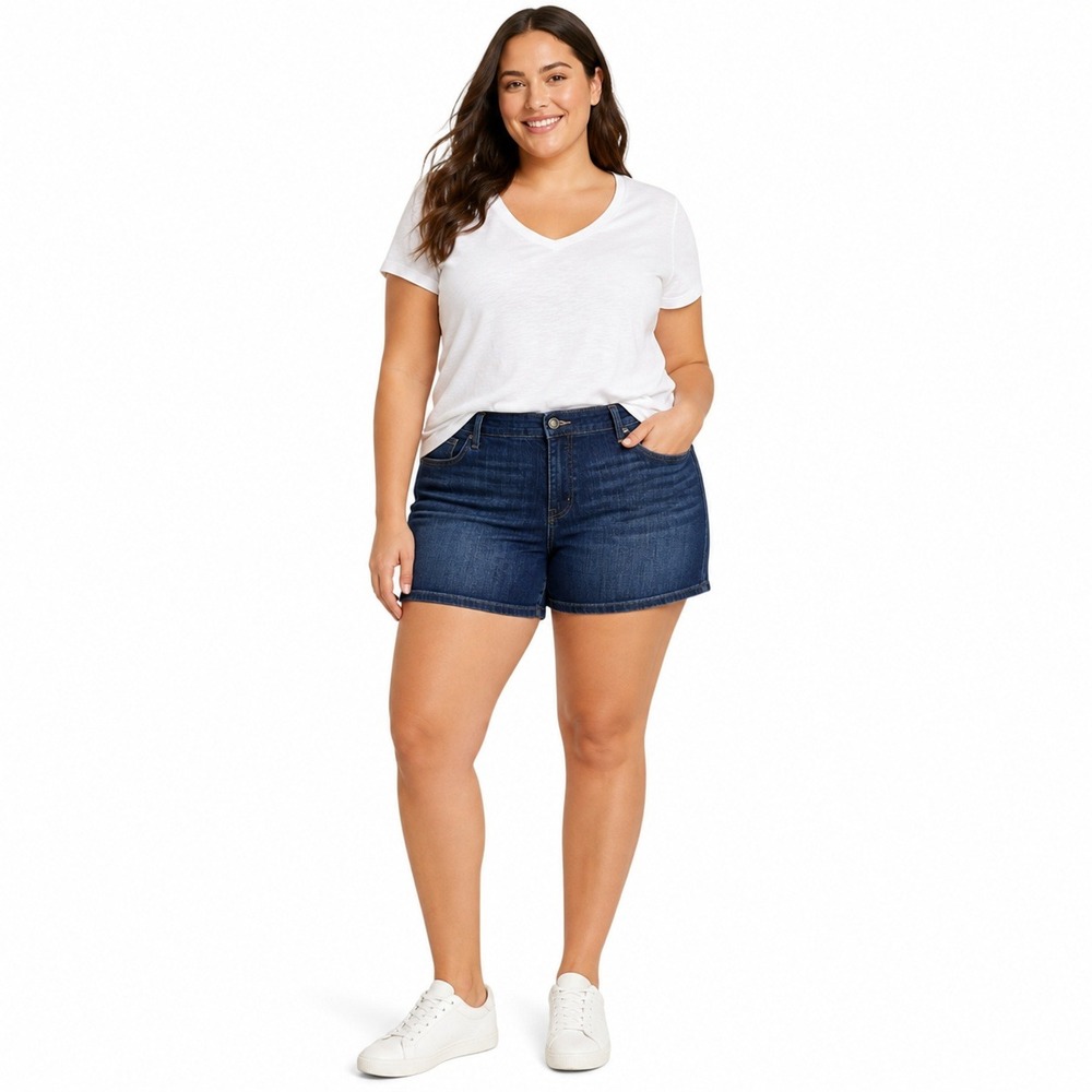 Old Navy Boyfriend Denim Shorts Womens‎ 16 Dark Wash Stretch Mid Rise